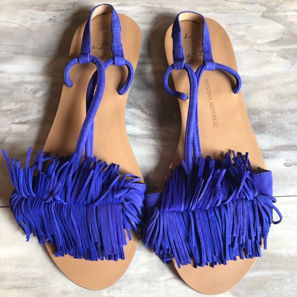 Banana Republic Shoes - New Banana Republic Purple Fringe Flat Sandals 10
